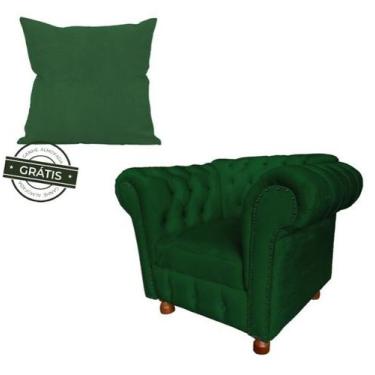 Imagem de Poltrona Luiz Xv Capitonê Retrô + 1 Almofada - Suede Verde Bandeira / 