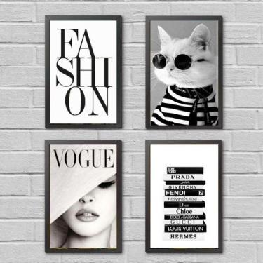 Imagem de Kit 4 Quadros Moda Marcas Famosas 24x18cm - com vidro - Quadros On-lin