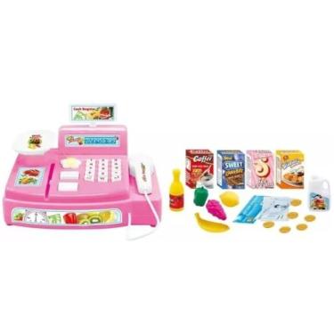 Imagem de Caixa Registradora Infantil- Cartão Moedas Maquina Dinheiro as meninas