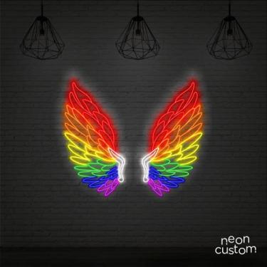 Imagem de painel letreiro led Neon Asas Style 01 decoracao festa bar - Neon Cust