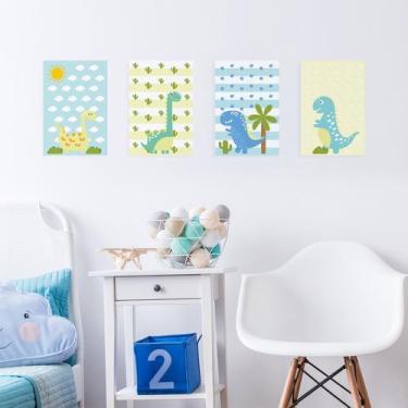 Imagem de Kit Placa Decorativa MDF Infantil Dinossauro Baby 4un 30x40 - Quartinh