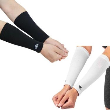 Imagem de Kit 2 Manguitos Vôlei Curto Proteção Power Poker Par, Preto, Branco