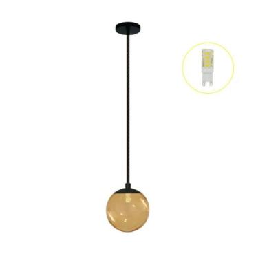 Imagem de Pendente Preto P/ Bancada Cozinha Cabeceira De Cama + Led - Arevo Ilum