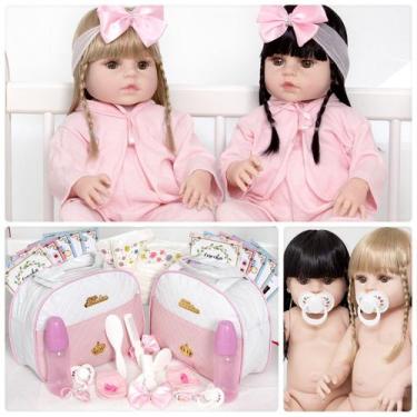 Imagem de Bebê Reborn Gêmeas Barata Princesa 40 Itens Enxoval Completo - Cegonha
