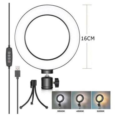 Imagem de Ring Light De Mesa Iluminador Led Mini Tripé Anel 16cm Usb - oem