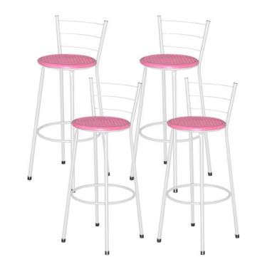 Imagem de 4 Banquetas Alta Epoxi Branca Cristal - Laumar, Fúcsia