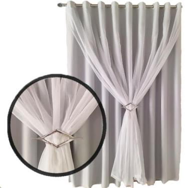 Imagem de cortina apartamento blackout Lisboa sala 2,80 x 2,30 palha - Bravin Co