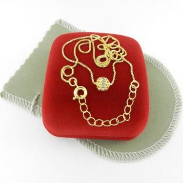 Imagem de Corrente Feminina 40/45cm 0.8mm Bola Folheada Ouro 18k CR722 - Wnbijou