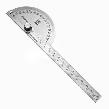 Imagem de Transferidor Grau Medidor De 0 A 180 Aço Inox Régua 140 Mm - EDA