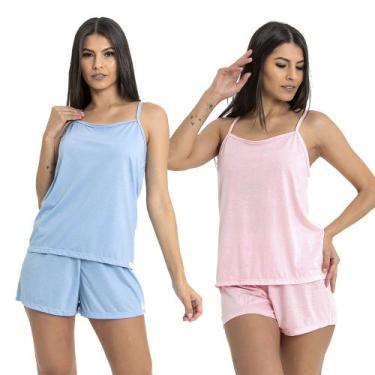 Imagem de Kit 2 Conjuntos Pijama Feminino Curto Baby Doll Fresquinho - M de Mulh
