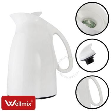 Imagem de Garrafa De Pressão 1 Litro Termica Com Bico Branca - Wellmix 