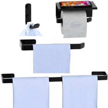 Imagem de Kit Acessórios Para Banheiro 4 Peças Preto Fosco SF.MAX - ShopForte