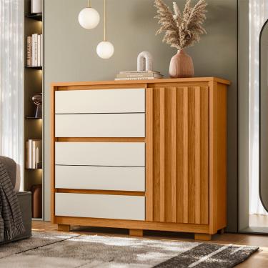 Imagem de Cômoda Sapateira Palumoveis Duetto com 5 Gavetas e 1 Porta – 125cm de Largura