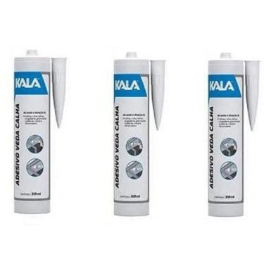 Imagem de Kit 3 cola adesivo veda calha cinza 280g 310ml extra forte kala