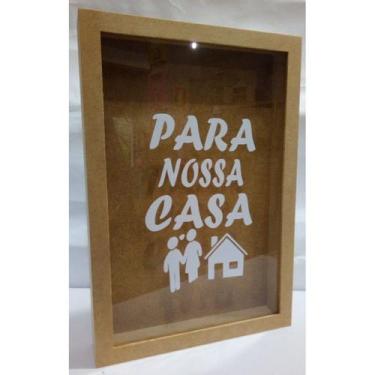 Imagem de Quadro Cofre Porta Moedas Mdf 32x22 Para Nossa Casa com visor acrílico