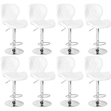 Imagem de Kit 08 Banquetas Slim Estofada Giratória com Regulagem de Altura - Bra