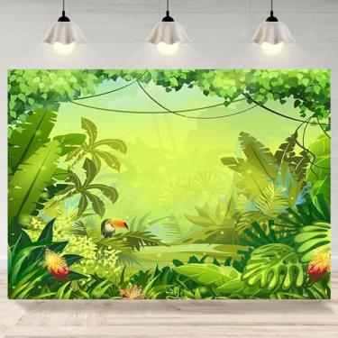 Imagem de 2,1 x 1,5 m, cenário de safári na selva, verde, desenho animado, floresta, fotografia de fundo, animação, floresta tropical, faixa de aniversário para crianças, decoração de aniversário para chá de