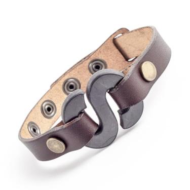 Imagem de Wallystone Gems Pulseira Shungite de couro natural ajustável - neutralização 5G/Wi-Fi - normalização da frequência cardíaca - Pedras Shungite russas genuínas - cada uma tem certificado de autenticação