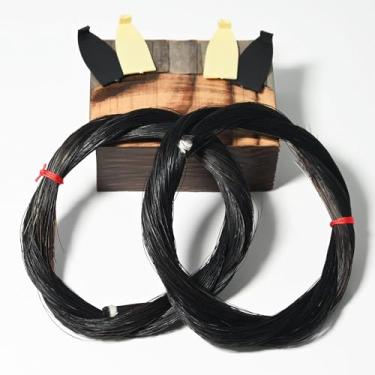 Imagem de VINGOBOW 2 Hanks cabelo preto arco violino 4/4 substituição 78 centímetros cabelo cavalo mongol para violino viola arco ferramentas acessórios