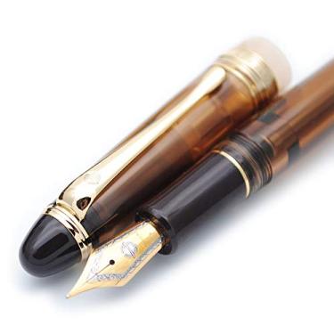 Imagem de Caneta tinteiro Wing Sung 699 de pressão negativa com enchimento de vácuo original, Brown with Solid Grip, Fine Nib 0.5mm