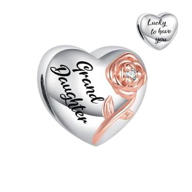 Imagem de MiiFort Pingente de coração com citação floral rosa da sorte para ter você compatível com pulseiras Pandora Charms, One Size, Cobre, Sem Pedra Preciosa