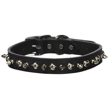 Imagem de Coleira para cães Leather Brothers 100LKS-BK22 de 2,5 x 55,5 cm, com cravos e cravejados, GG, preta