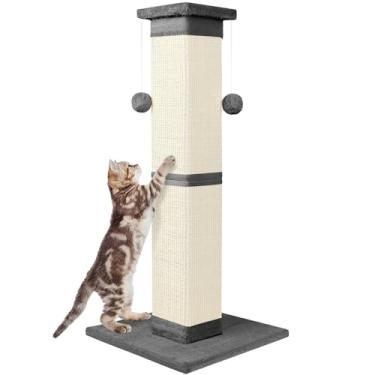 Imagem de Poste arranhador para gatos de sisal natural de 83 cm para gatos internos, arranhador grande para gatos protege seus móveis, para todas as raças, cinza