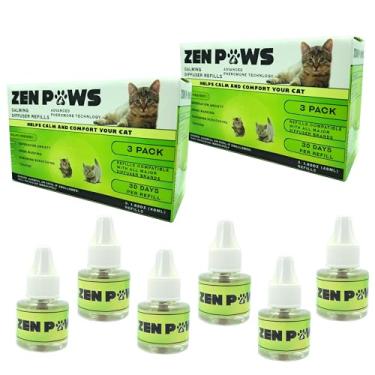 Imagem de Zenpaws Atualizado sem perfume - 2 pacotes de refil para relaxamento para gatos difusor - Total de 6 frascos - Compatibilidade: refis compatíveis com todos os difusores das principais marcas. Feliway,