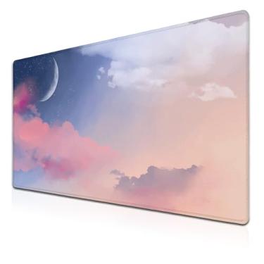 Imagem de Samgula Tapete de rato grande rosa decoração de mesa para meninas, mouse pads de jogos tapete de mesa para teclado feminino, mouse pad grande base de borracha antiderrapante, 89,9 cm x 39,9 cm para
