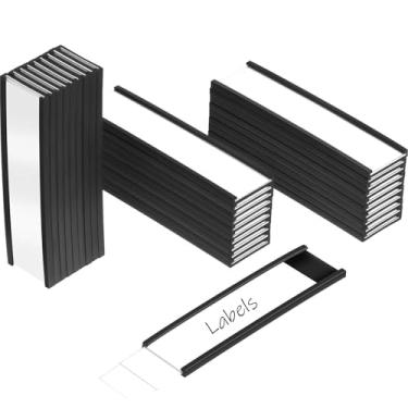 Imagem de Etiquetas com suporte magnético para etiquetas com ímãs, porta-cartões de dados magnéticos com películas protetoras de reposição para cesto de prateleira (3 x 3/4 polegadas, 30)