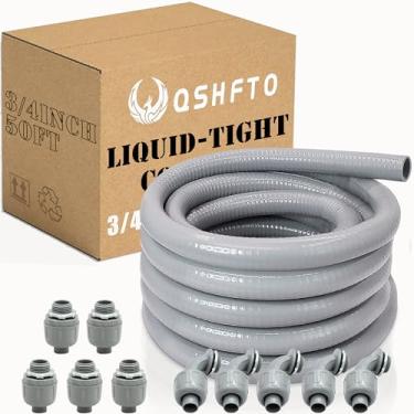 Imagem de QSHFTO Kit de conduíte e conector de 3/10.2 cm - Conduíte elétrico não metálico de 5 pés com 5 peças retas de 180° e 5 peças de acessórios de ângulo de 90°