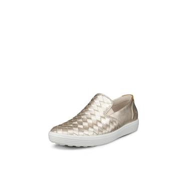 Imagem de ECCO Tênis feminino Soft 7 Woven Slip-p-on 3.0, Ouro branco puro, 8-8.5
