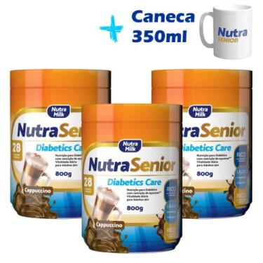 Imagem de kit 3 Nutra Senior 50 Diabetics Care 800g  ZERO AÇÚCAR  e Caneca Exclu