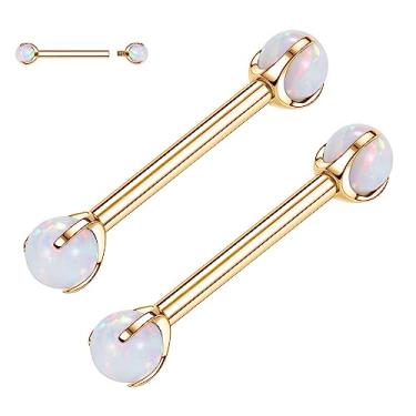 Imagem de GAGABODY Par de anéis de mamilo com escudo de titânio sólido 14G 16G G23 barra de mamilo rosqueada internamente joia de língua piercing de ponte 12 mm-18 mm, Titânio, Sem Pedra Preciosa