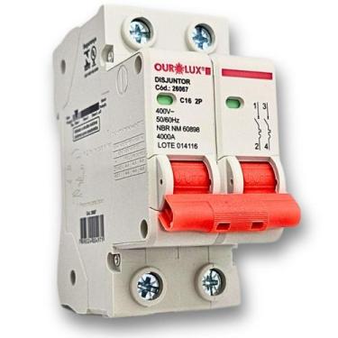 Imagem de Disjuntor Bipolar 16A Classe 1 NBR NM 60898 Ourolux