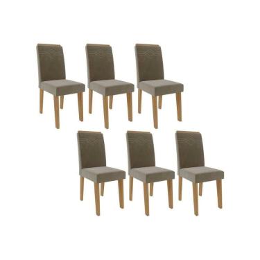 Imagem de Kit 6 Cadeiras Sala Jantar Taís 6 Un Nature Suede Joli Chocolate Cimol