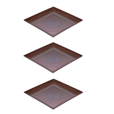 Imagem de 3un Petisqueira prato quadrado 24x24cm fundo  marrom escuro - evo