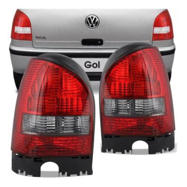 Imagem de Par Lanterna Traseira Gol G3 1999 a 2005 Fumê Aba Preta - Cofran