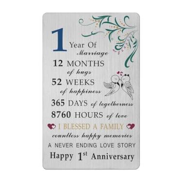 Imagem de BAZLJY Cartão de 1º aniversário para marido esposa, presentes de 1º aniversário de casamento para homens e mulheres, cartão de aniversário de 1 ano para ele e ela