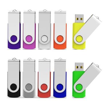 Imagem de Pen Drive USB Aiibe 64GB 2.0 - Pacote com 10 Unidades em 10 Cores