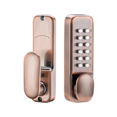 Imagem de BORDSTRACT Fechadura de porta com teclado, 107 x 43 x 70 mm/4,21 x 1,69 x 2,92 polegadas, senha digital, antifurto, trava de teclado de segurança para portões domésticos e escritório