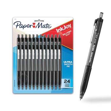 Imagem de Paper Mate Canetas esferográficas retráteis InkJoy 300RT, ponta média (1,0 mm), preta, 24 unidades
