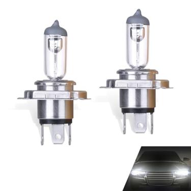 Imagem de YYTQP Lâmpada de halogêneo para carro H4 de 2 peças, lâmpada de quartzo de 12 V 55 W, feixe ultrabrilhante de substituição de luz de feixe baixo/alto, lâmpada plug and play tudo-em-um, acessórios de