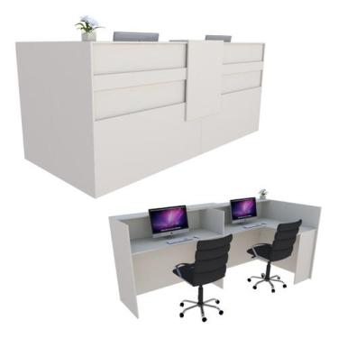 Imagem de Balcão em L Recepção 236cm Branco - Linha Premium - Mod 1.1 - Marcenar