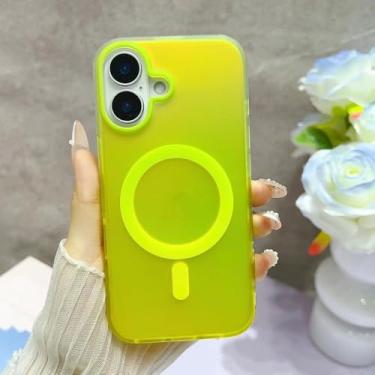 Imagem de para iPhone 16 ProMax Laser Gradient Magnetic Case para iPhone16 15 14 13 12 Pro Max 11 Colorful Scrub Soft Edges Cover, Amarelo Brilhante, Para iPhone 14 Pro