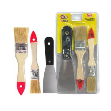 Imagem de Kit de Pintura 2 Pinceis + Espátula Profissional FBG