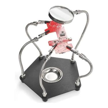 Imagem de Bancada Jacaré Manutenção Soldagem PCB 4 Garras Mais Lupa - Exbom