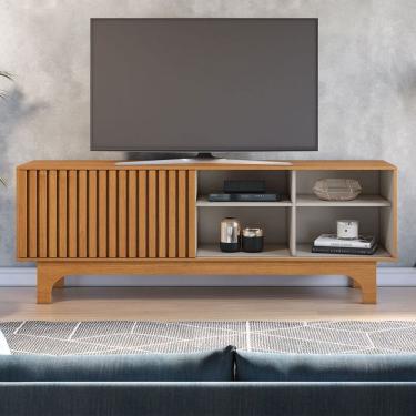 Imagem de Rack para TV Até 70 Polegadas Sereno Candian 1 Porta Cinamomo/Off White - Jcm Móveis