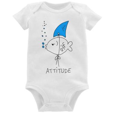 Imagem de Body Bebê Atitude Peixe Tubarão - Foca na Moda, Branco, P
