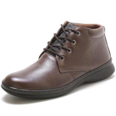 Imagem de Bota Coturno Couro Masculino Cano Curto Cadarço Resistente Confortável Sola Borracha-Masculino